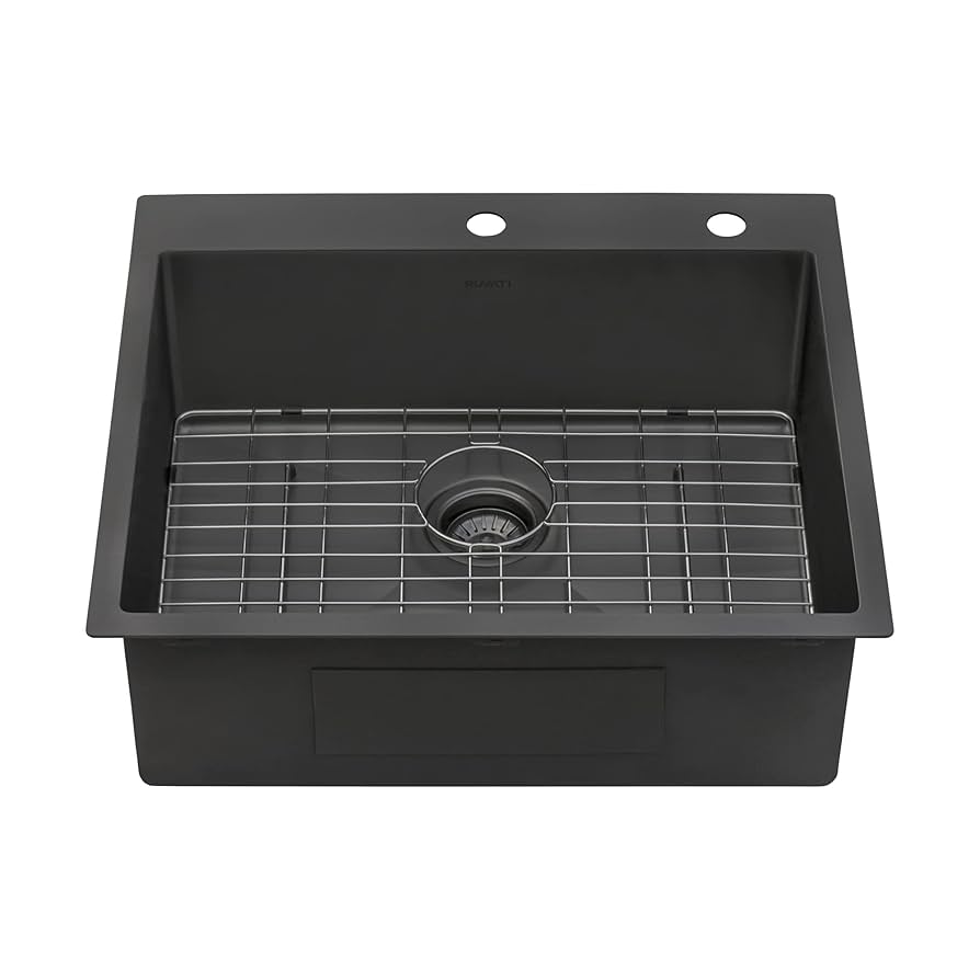Ruvati 25 inch ROUNDED CORNERS Gunmetal Black Stainless